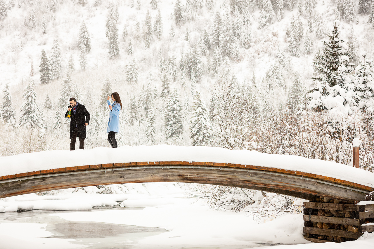 Aspen Carriage and Sleigh snowy Aspen, CO surprise proposal sleigh ride winter blue coat engagement diamond ring Crested Butte photographer Gunnison photographers Colorado photography - proposal engagement elopement wedding venue - photo by Mountain Magic Media