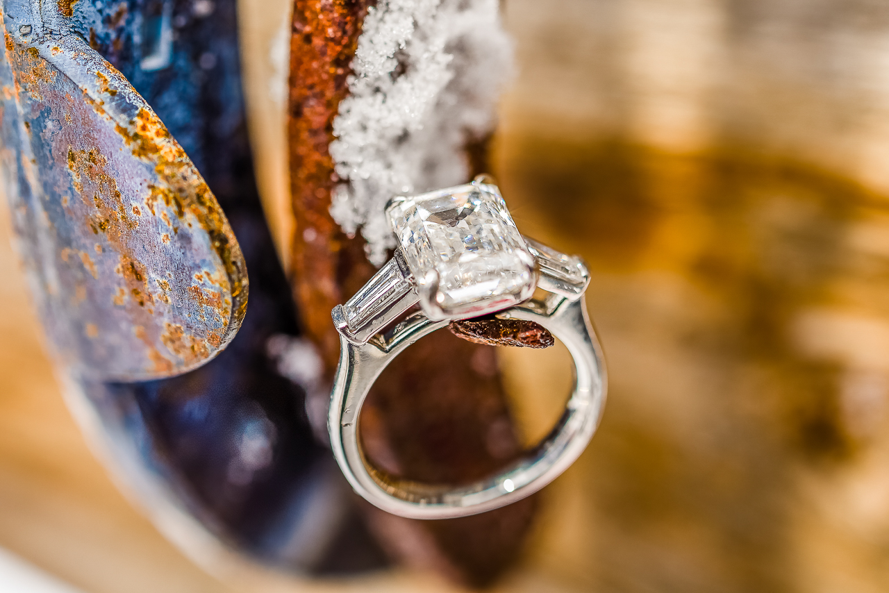 Aspen Carriage and Sleigh snowy Aspen, CO surprise proposal sleigh ride winter blue coat engagement diamond ring Crested Butte photographer Gunnison photographers Colorado photography - proposal engagement elopement wedding venue - photo by Mountain Magic Media