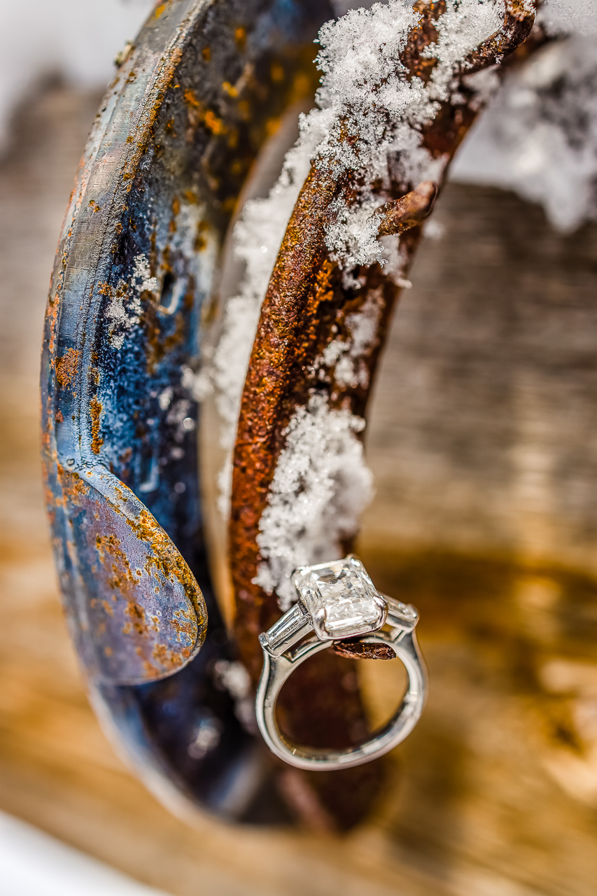 Aspen Carriage and Sleigh snowy Aspen, CO surprise proposal sleigh ride winter blue coat engagement diamond ring Crested Butte photographer Gunnison photographers Colorado photography - proposal engagement elopement wedding venue - photo by Mountain Magic Media