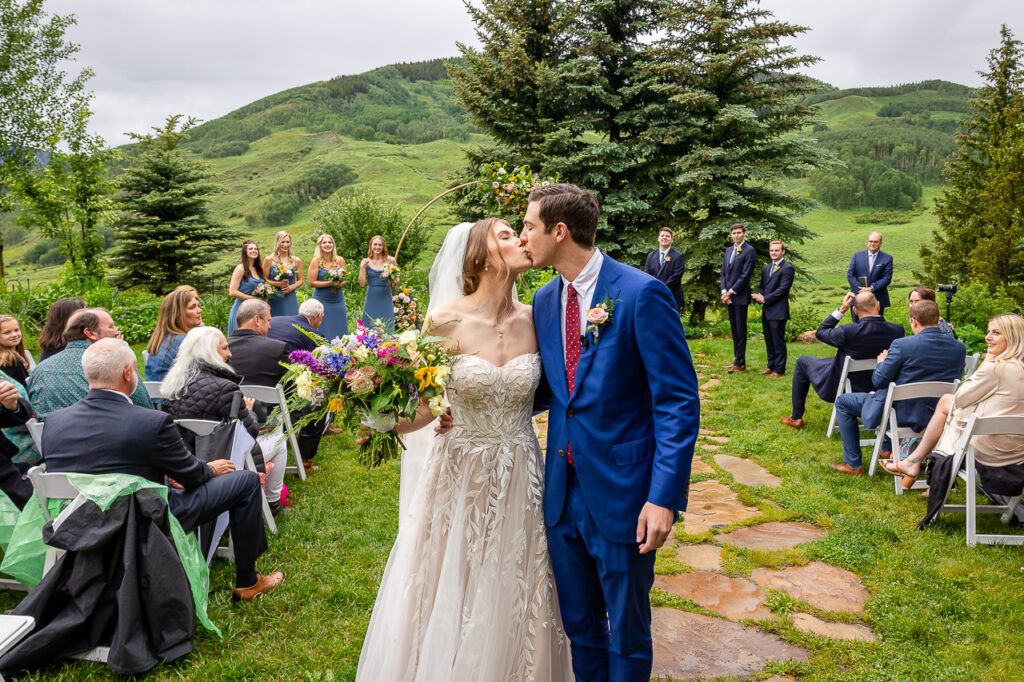 kiss down the aisle Mt. CB Wedding Garden Crested Butte photographer Gunnison photographers Colorado photography - proposal engagement elopement wedding venue - photo by Mountain Magic Media