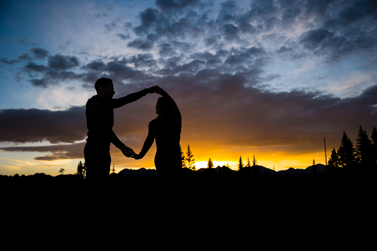 surprise proposal sunrise kiss romantic lift couple Crested Butte photographer Gunnison photographers Colorado photography - proposal engagement elopement wedding venue - photo by Mountain Magic Media