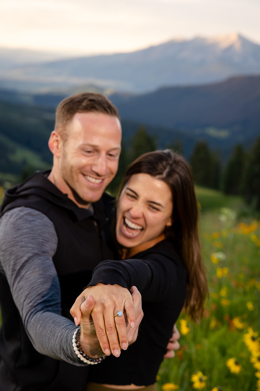 surprise proposal sunrise kiss romantic lift couple Crested Butte photographer Gunnison photographers Colorado photography - proposal engagement elopement wedding venue - photo by Mountain Magic Media