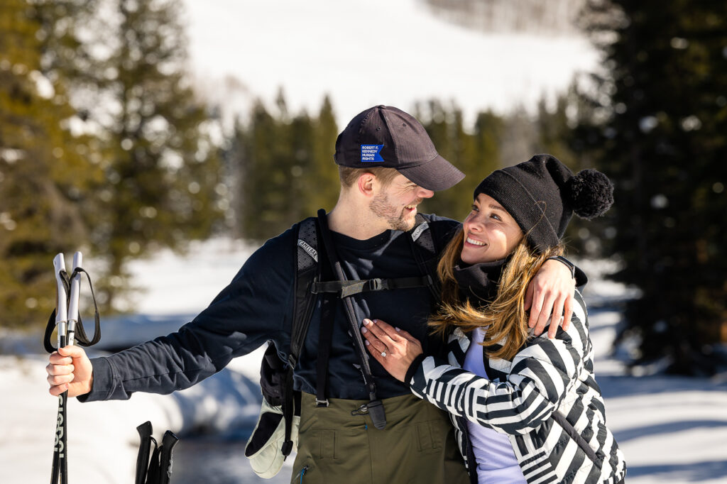 cross-country XC ski surprise proposals Nordic Center Land Trust Crested Butte photographer Gunnison photographers Colorado photography - proposal engagement elopement wedding venue - photo by Mountain Magic Media