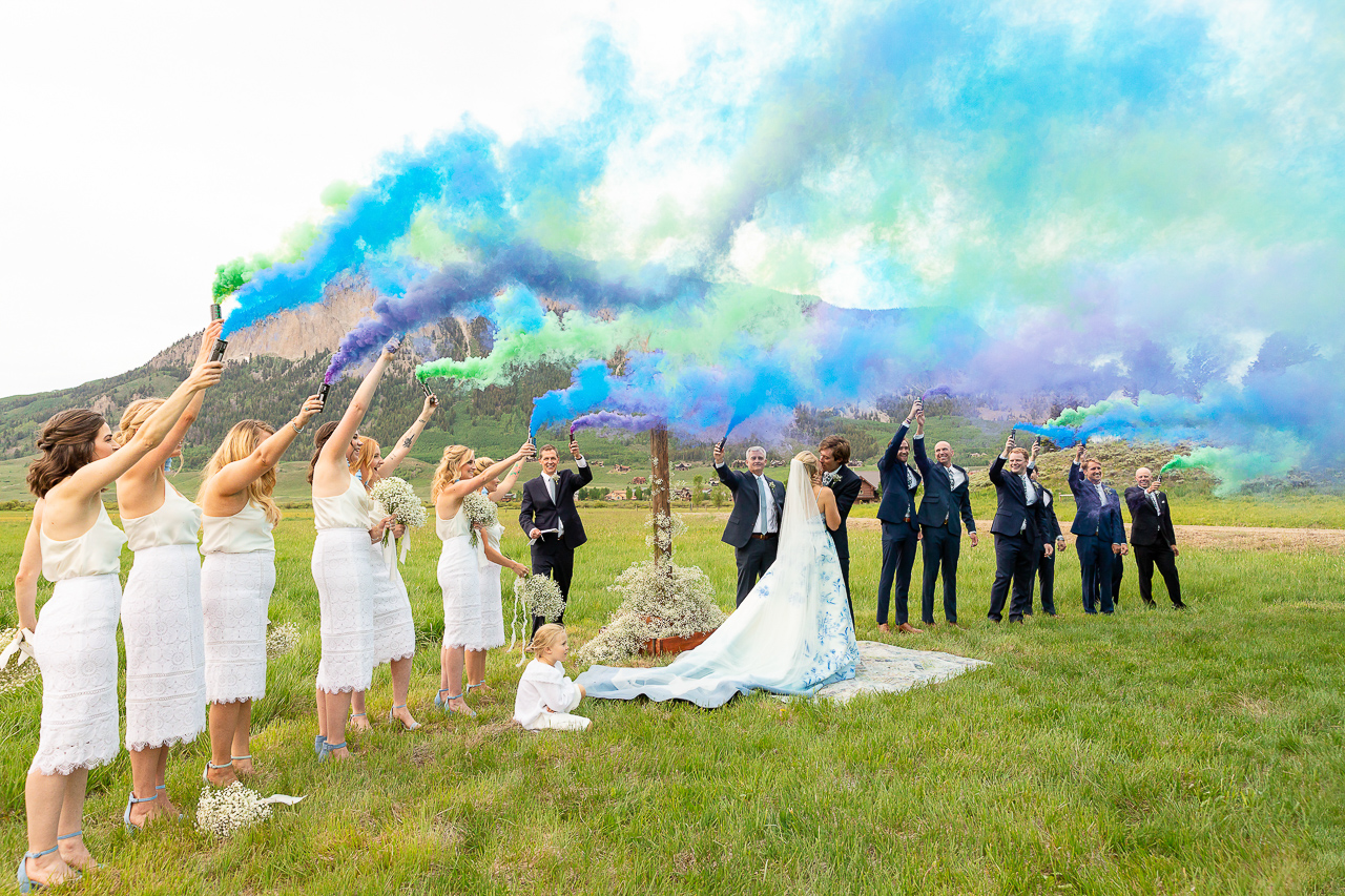 holy smokes blue wedding dress custom florals Crested Butte weddings planner planning photographer Gunnison photographers Colorado photography - proposal engagement elopement wedding venue - photo by Mountain Magic Media