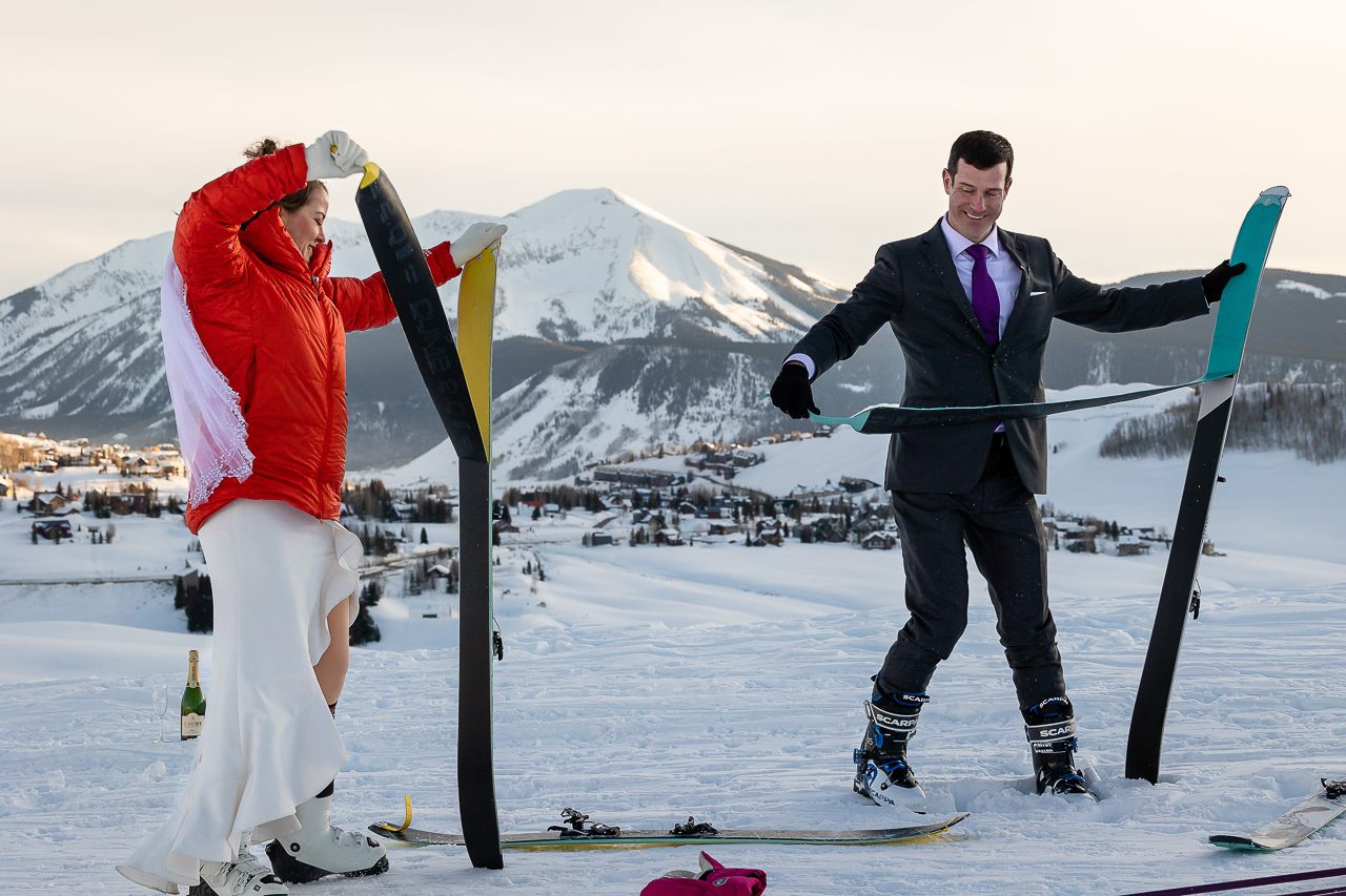 skiing elopement on skis ski the day skicb.com Crested Butte photographer Gunnison photographers Colorado photography - proposal engagement elopement wedding venue - photo by Mountain Magic Media