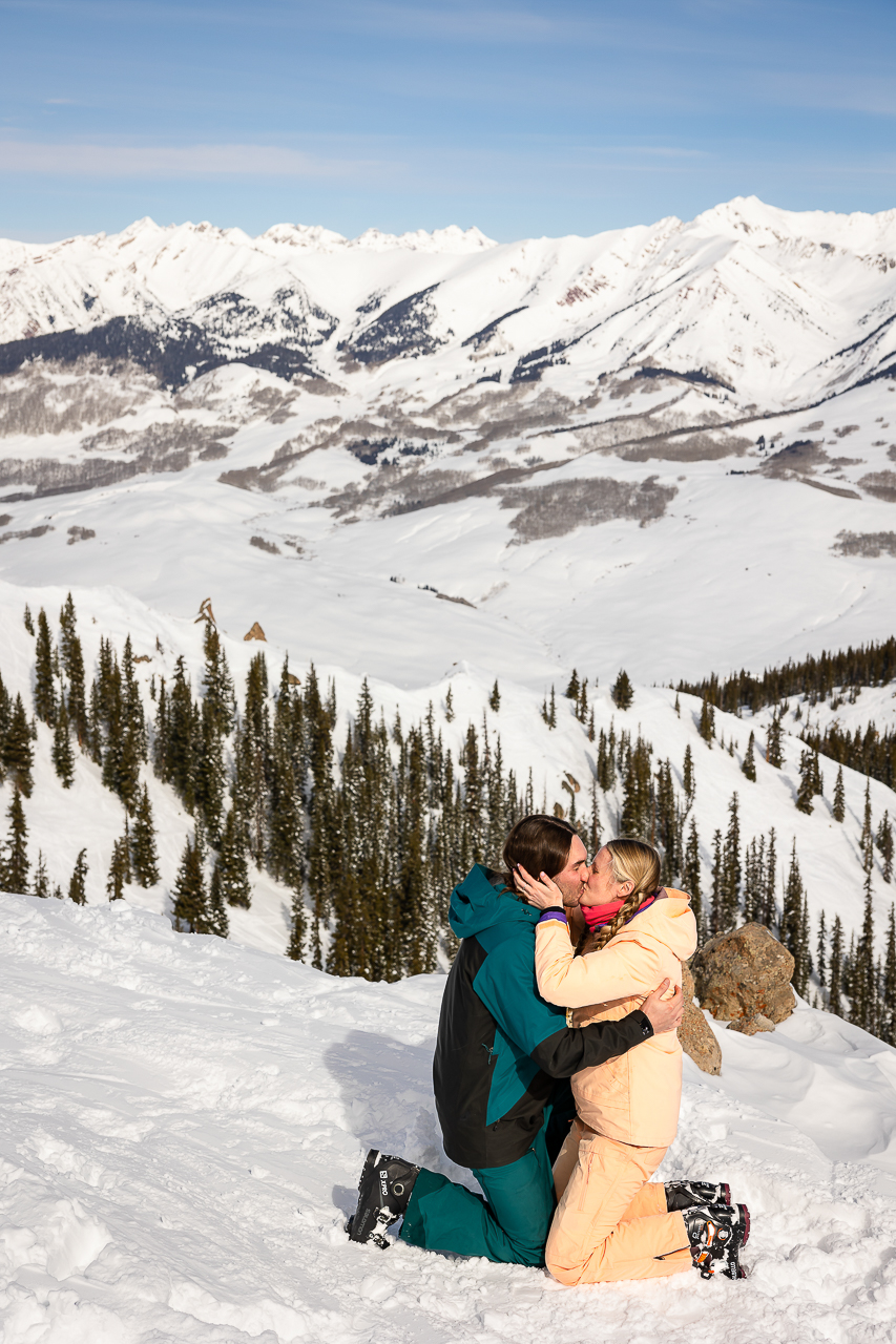 ski proposal surprise proposals engaged Crested Butte photographer Gunnison photographers Colorado photography - proposal engagement elopement wedding venue - photo by Mountain Magic Media