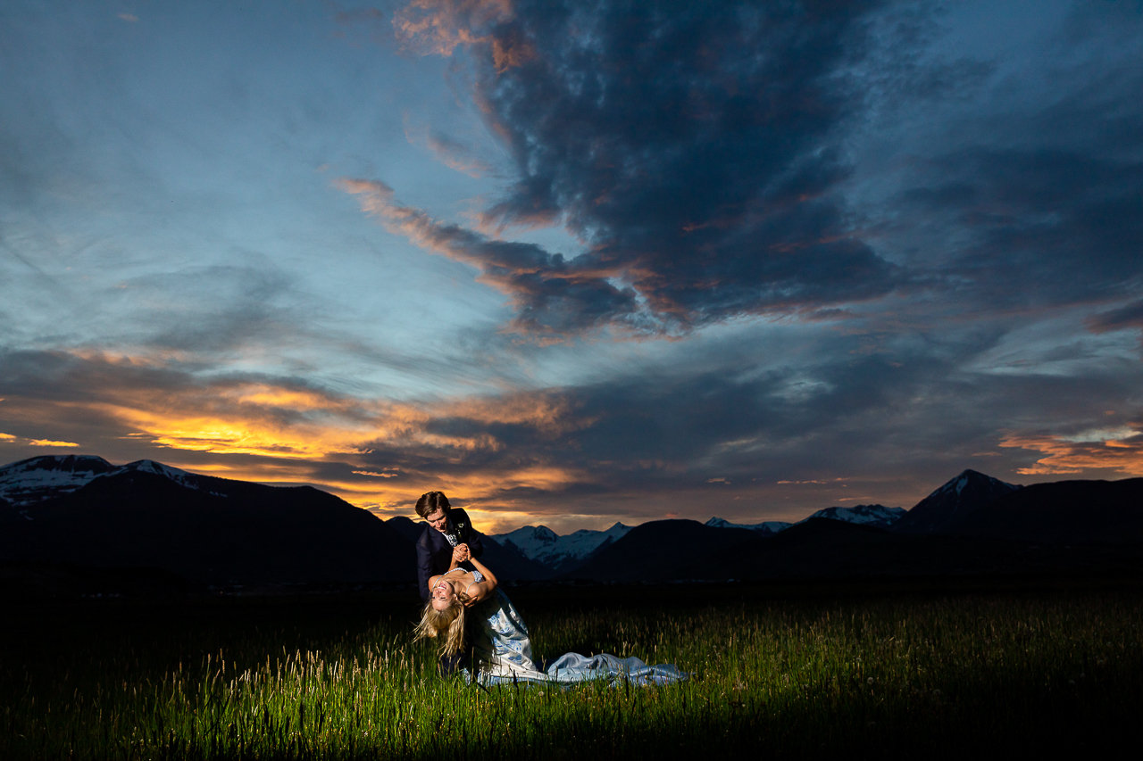 fire sky sunset paradise divide silhouette clouds wedding dress custom florals Crested Butte photographer Gunnison photographers Colorado photography - proposal engagement elopement wedding venue - photo by Mountain Magic Media