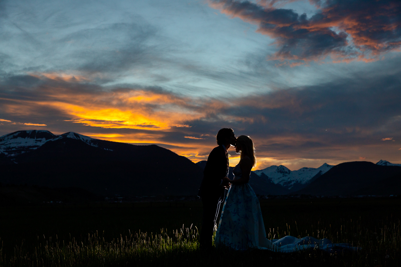 fire sky sunset paradise divide silhouette clouds wedding dress custom florals Crested Butte photographer Gunnison photographers Colorado photography - proposal engagement elopement wedding venue - photo by Mountain Magic Media