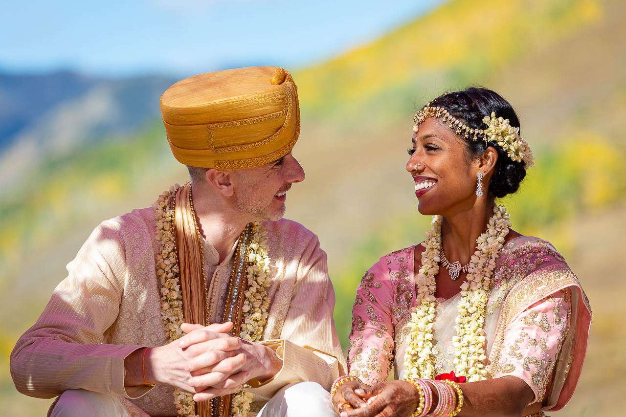 Mt. CB fall Indian wedding ceremony colorful aspen leaves Crested Butte photographer Gunnison photographers Colorado photography - proposal engagement elopement wedding venue - photo by Mountain Magic Media