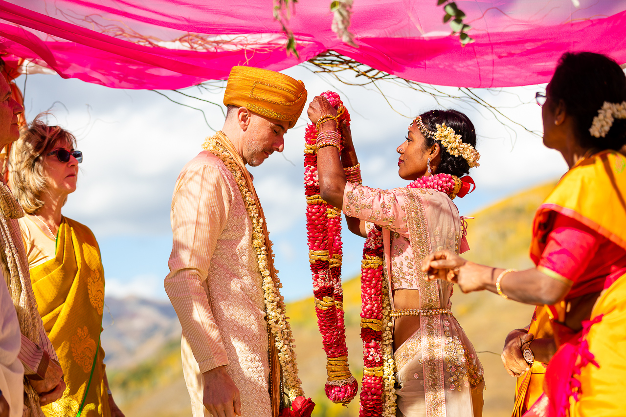 Mt. CB fall Indian wedding ceremony colorful aspen leaves Crested Butte photographer Gunnison photographers Colorado photography - proposal engagement elopement wedding venue - photo by Mountain Magic Media