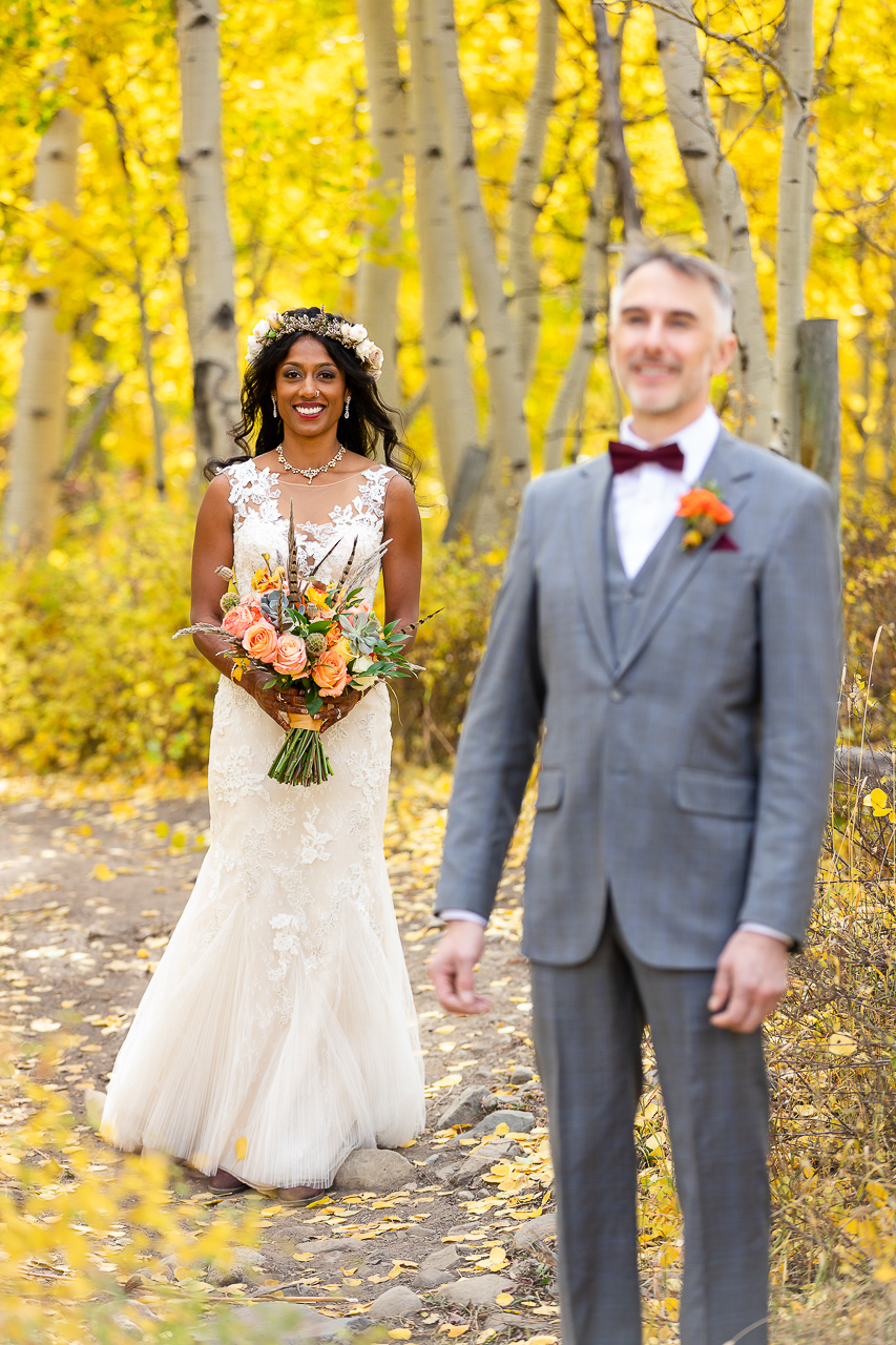 Woods Walk fall wedding ceremony colorful aspen leaves Crested Butte photographer Gunnison photographers Colorado photography - proposal engagement elopement wedding venue - photo by Mountain Magic Media