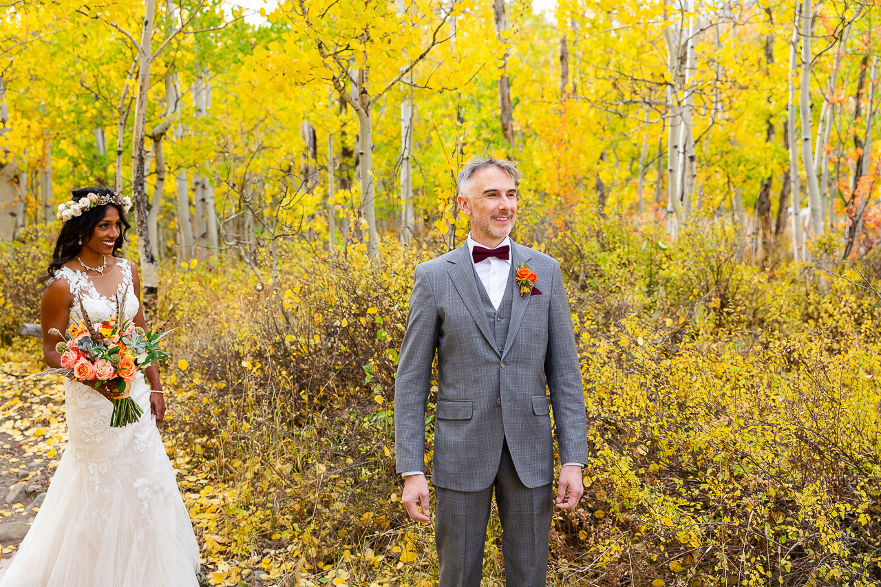 Woods Walk fall wedding ceremony colorful aspen leaves Crested Butte photographer Gunnison photographers Colorado photography - proposal engagement elopement wedding venue - photo by Mountain Magic Media