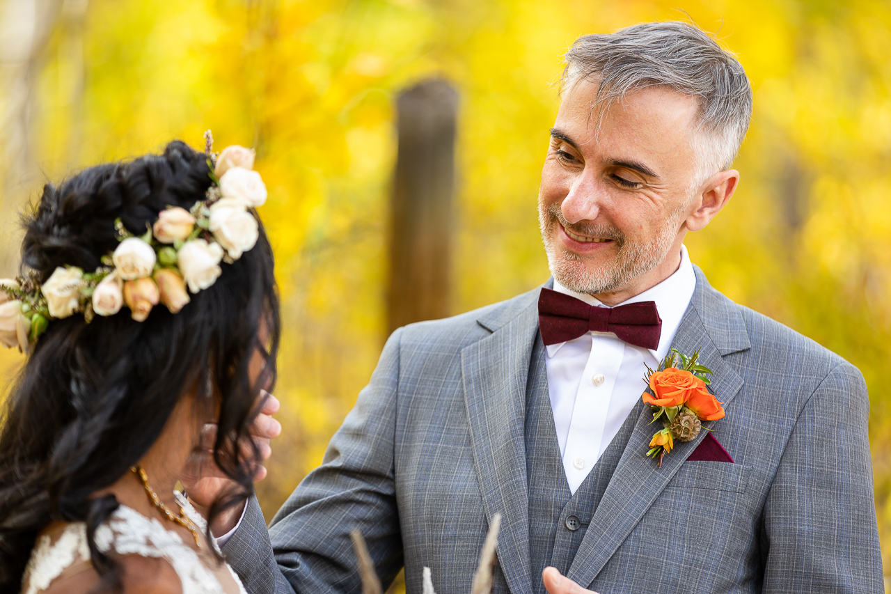 Woods Walk fall wedding ceremony colorful aspen leaves Crested Butte photographer Gunnison photographers Colorado photography - proposal engagement elopement wedding venue - photo by Mountain Magic Media