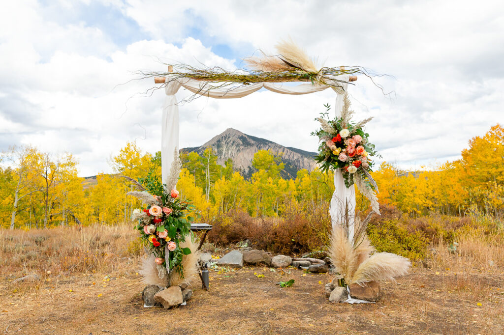 Woods Walk fall wedding ceremony colorful aspen leaves Crested Butte photographer Gunnison photographers Colorado photography - proposal engagement elopement wedding venue - photo by Mountain Magic Media