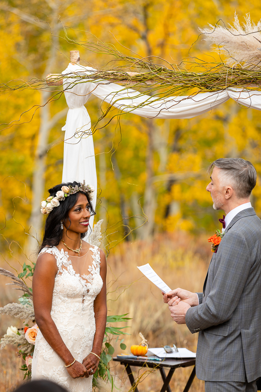 Woods Walk fall wedding ceremony colorful aspen leaves Crested Butte photographer Gunnison photographers Colorado photography - proposal engagement elopement wedding venue - photo by Mountain Magic Media