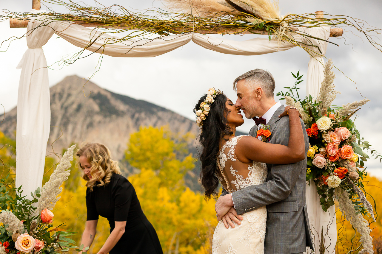 Woods Walk fall wedding ceremony colorful aspen leaves Crested Butte photographer Gunnison photographers Colorado photography - proposal engagement elopement wedding venue - photo by Mountain Magic Media