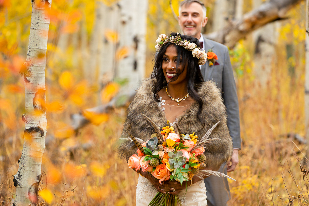 Woods Walk fall wedding ceremony colorful aspen leaves Crested Butte photographer Gunnison photographers Colorado photography - proposal engagement elopement wedding venue - photo by Mountain Magic Media