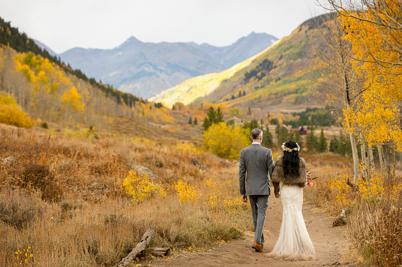 Woods Walk fall wedding ceremony colorful aspen leaves Crested Butte photographer Gunnison photographers Colorado photography - proposal engagement elopement wedding venue - photo by Mountain Magic Media