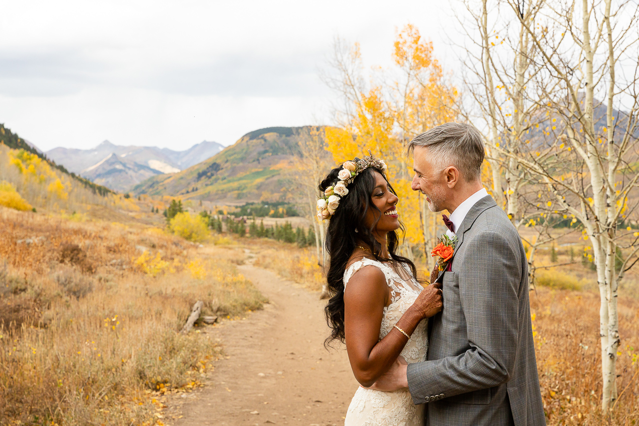 Woods Walk fall wedding ceremony colorful aspen leaves Crested Butte photographer Gunnison photographers Colorado photography - proposal engagement elopement wedding venue - photo by Mountain Magic Media