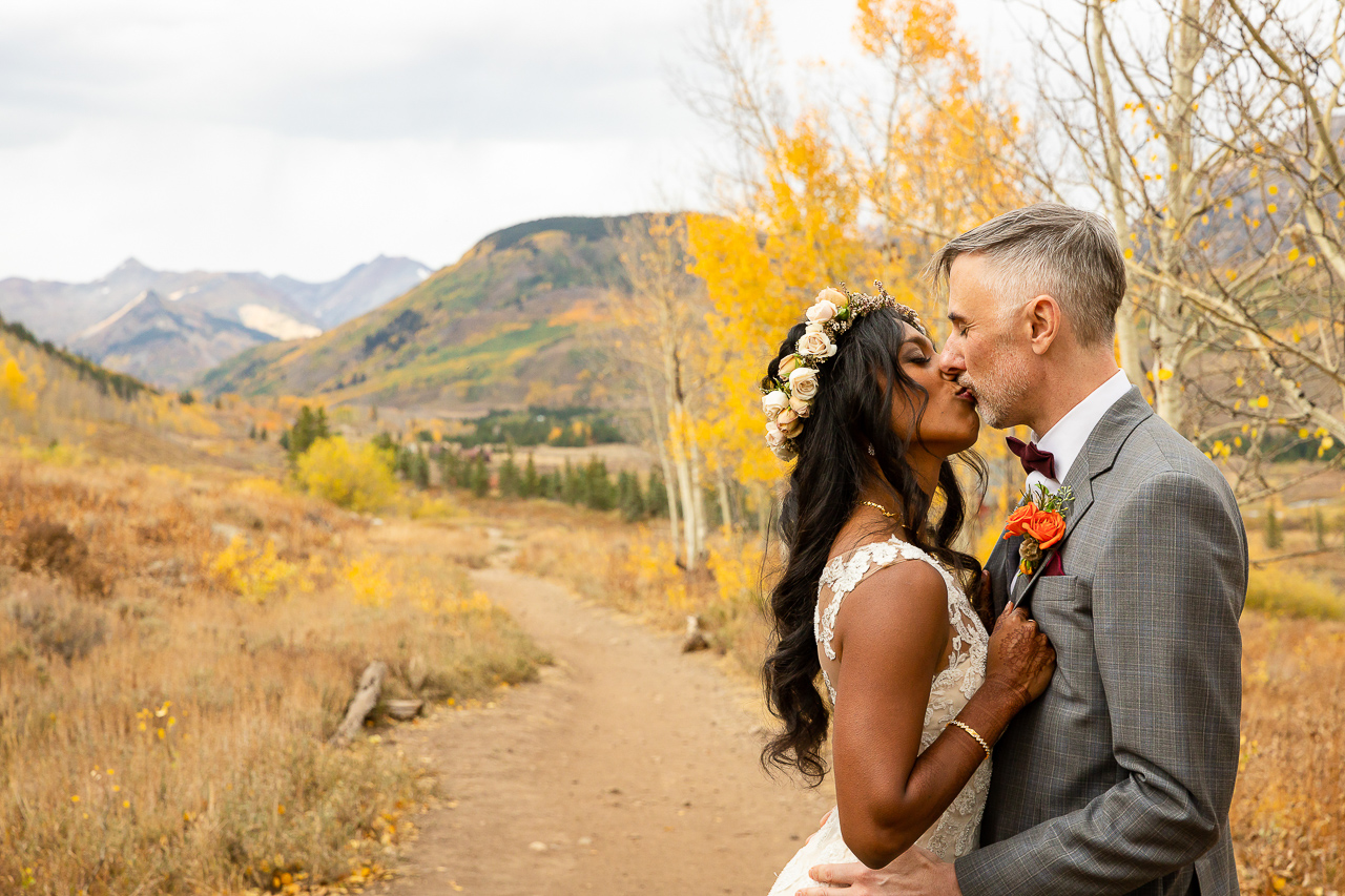 Woods Walk fall wedding ceremony colorful aspen leaves Crested Butte photographer Gunnison photographers Colorado photography - proposal engagement elopement wedding venue - photo by Mountain Magic Media