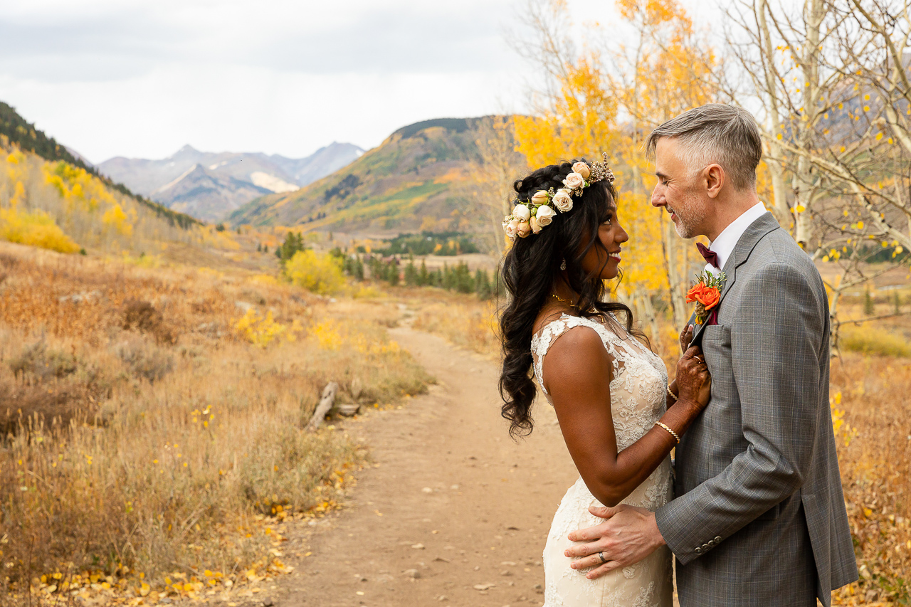 Woods Walk fall wedding ceremony colorful aspen leaves Crested Butte photographer Gunnison photographers Colorado photography - proposal engagement elopement wedding venue - photo by Mountain Magic Media