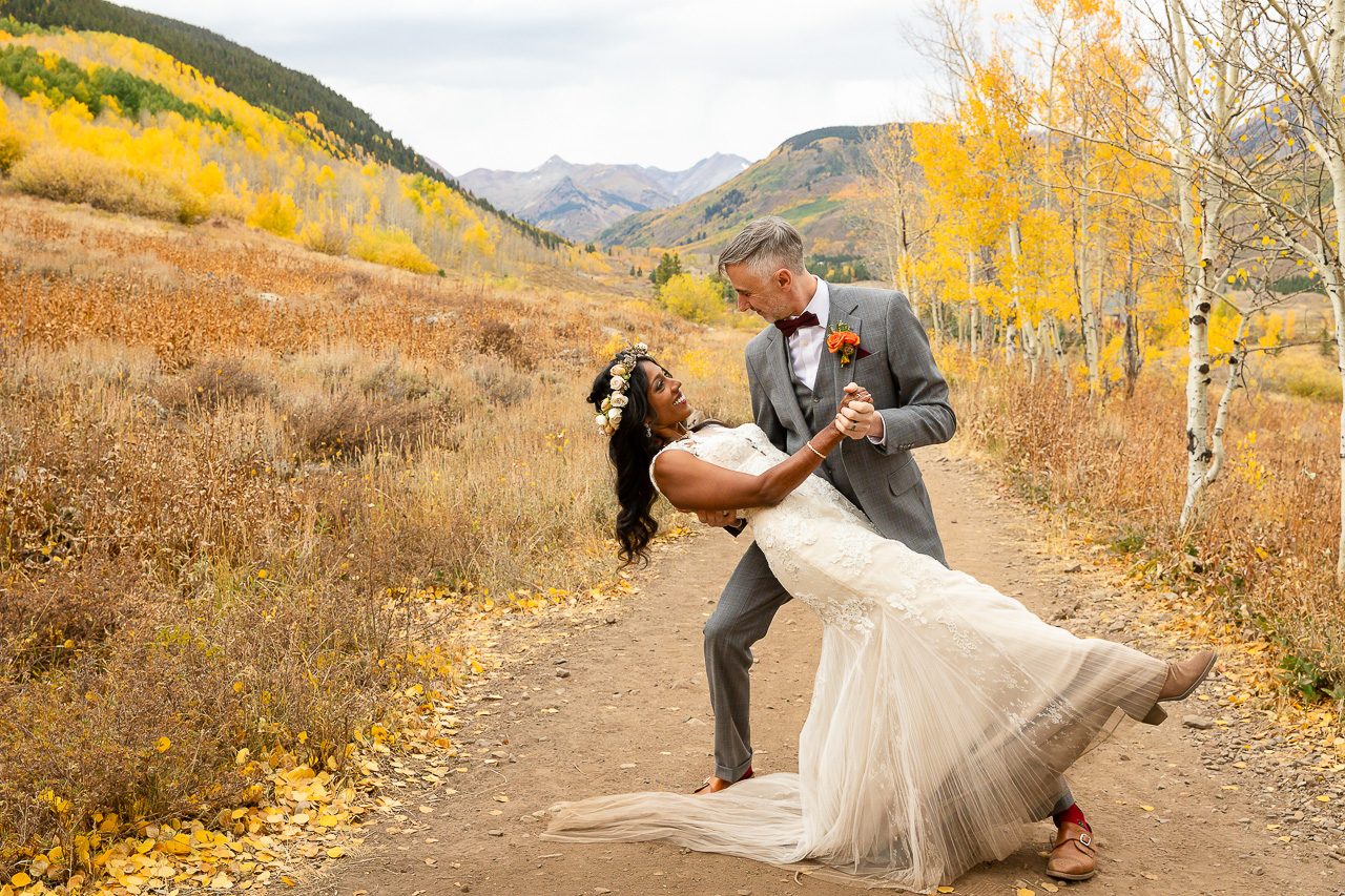 Woods Walk fall wedding ceremony colorful aspen leaves Crested Butte photographer Gunnison photographers Colorado photography - proposal engagement elopement wedding venue - photo by Mountain Magic Media