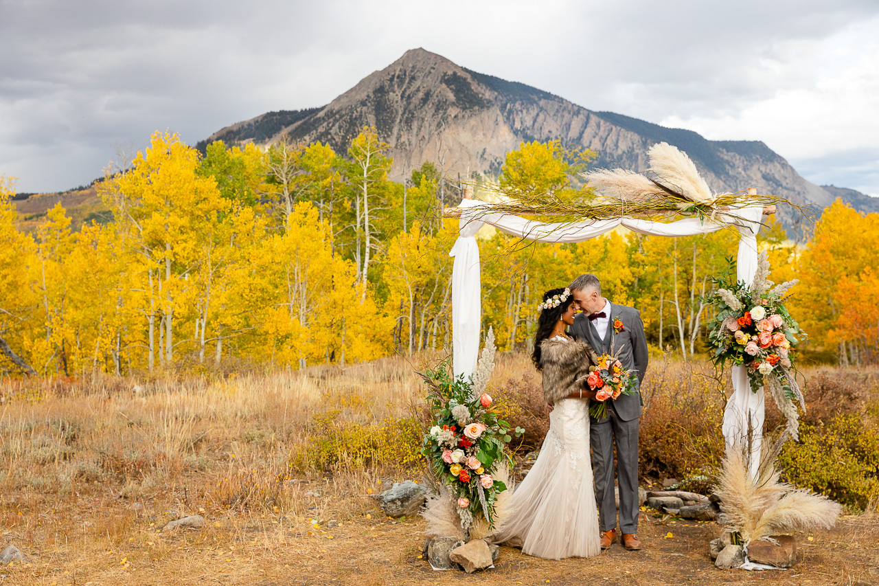 Woods Walk fall wedding ceremony colorful aspen leaves Crested Butte photographer Gunnison photographers Colorado photography - proposal engagement elopement wedding venue - photo by Mountain Magic Media