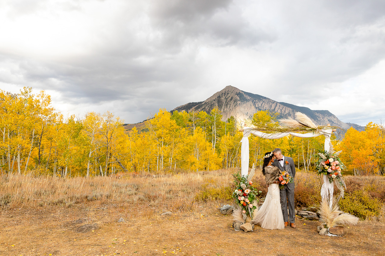 Woods Walk fall wedding ceremony colorful aspen leaves Crested Butte photographer Gunnison photographers Colorado photography - proposal engagement elopement wedding venue - photo by Mountain Magic Media