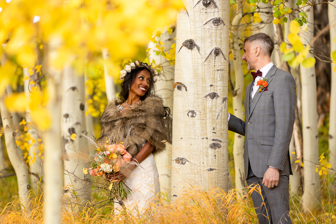 Woods Walk fall wedding ceremony colorful aspen leaves Crested Butte photographer Gunnison photographers Colorado photography - proposal engagement elopement wedding venue - photo by Mountain Magic Media