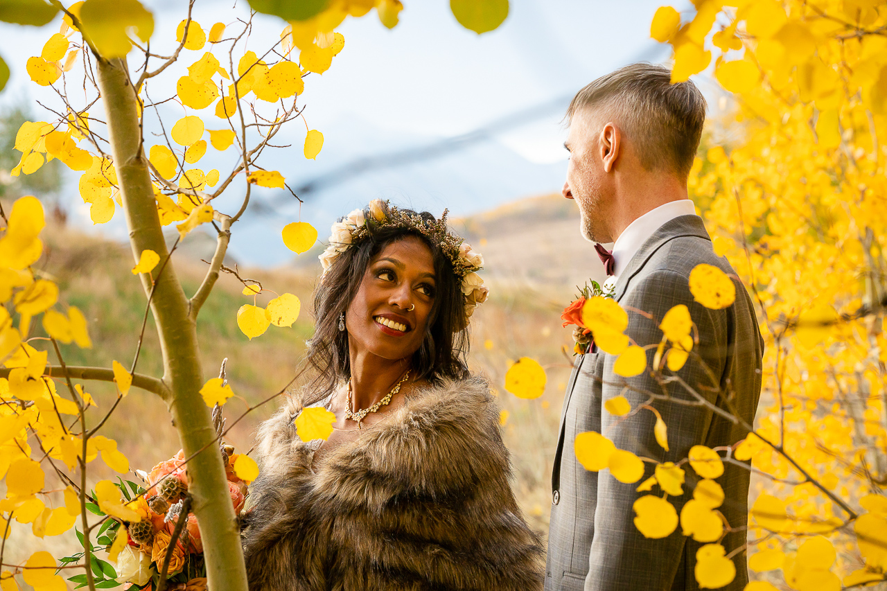 Woods Walk fall wedding ceremony colorful aspen leaves Crested Butte photographer Gunnison photographers Colorado photography - proposal engagement elopement wedding venue - photo by Mountain Magic Media