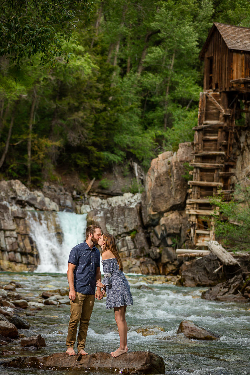 Crystal Mill waterfall engagements Marble CO flowers floral bouquet diamond ring Crested Butte photographer Gunnison photographers Colorado photography - proposal engagement elopement wedding venue - photo by Mountain Magic Media