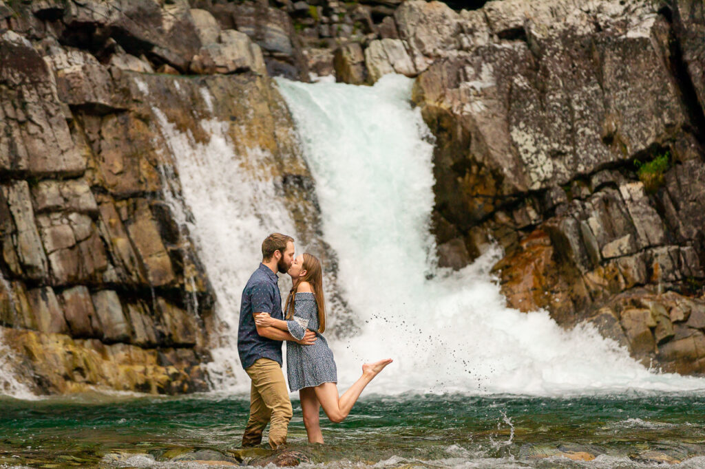 Crystal Mill engaged couple kicking water Crested Butte photographer Gunnison photographers Colorado photography - proposal engagement elopement wedding venue - photo by Mountain Magic Media