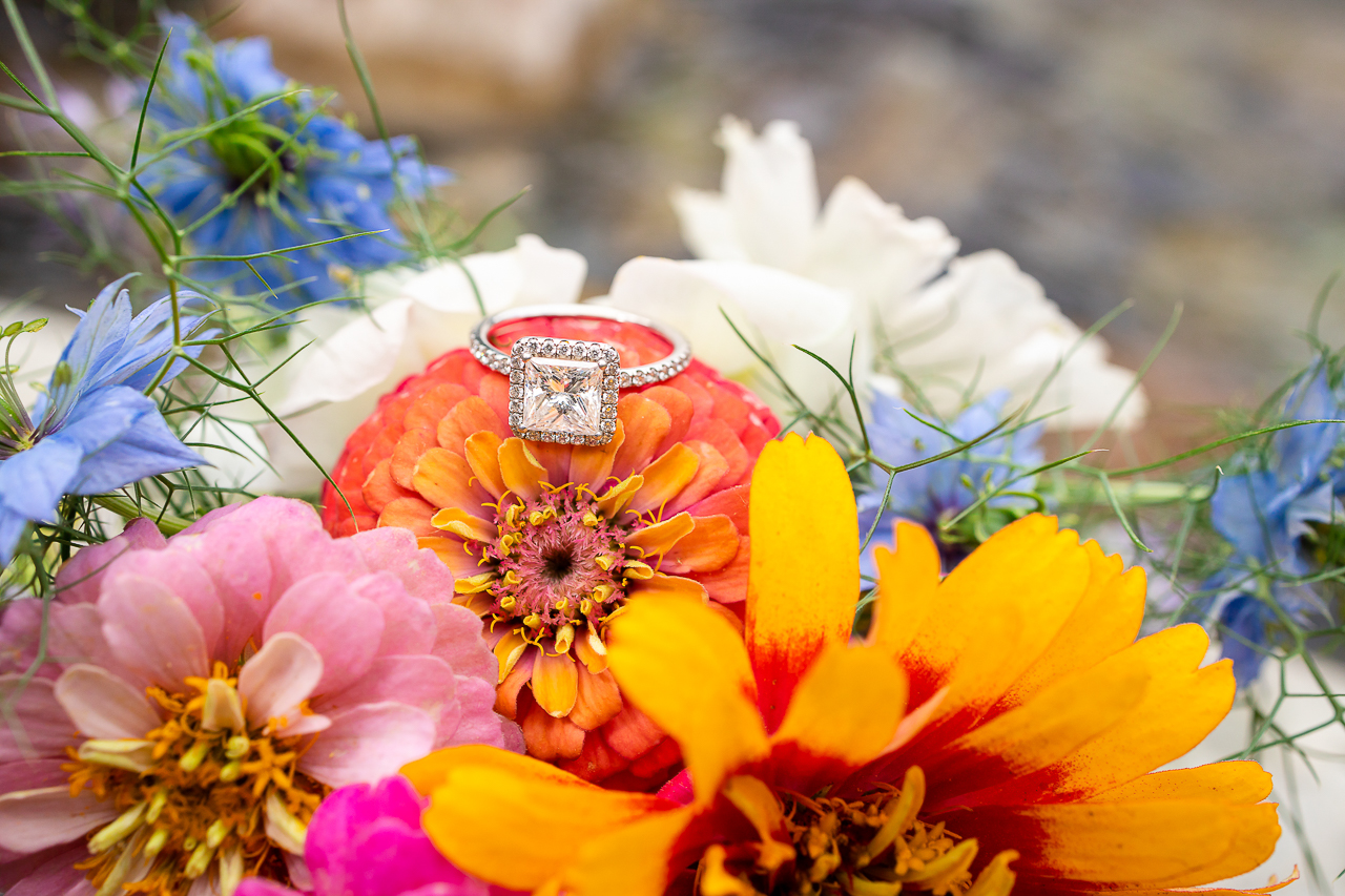 Crystal Mill engagements Marble CO flowers floral bouquet diamond ring Crested Butte photographer Gunnison photographers Colorado photography - proposal engagement elopement wedding venue - photo by Mountain Magic Media