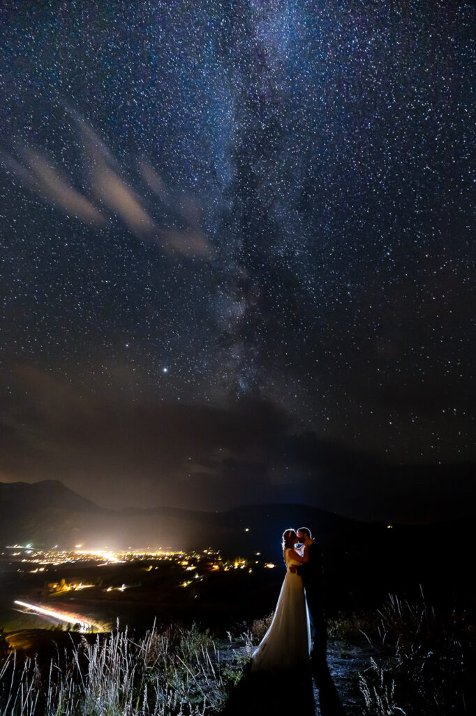 starry sky Milky Way astrophotography intimate vows ceremony Ten Peaks fall weddings Crested Butte photographer Gunnison photographers Colorado photography - proposal engagement elopement wedding venue - photo by Mountain Magic Media