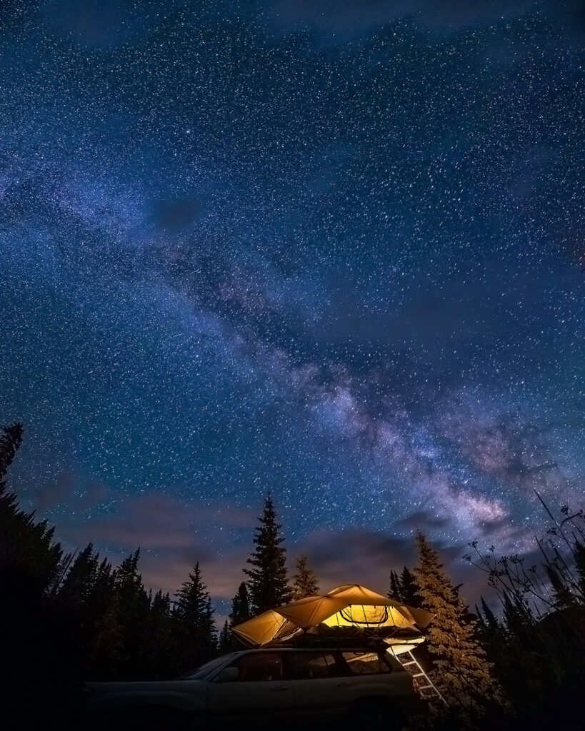 about us photographers bio rootop tent dispersed camping Crested Butte photographer astrophotography milky way - photo by Mountain Magic Media