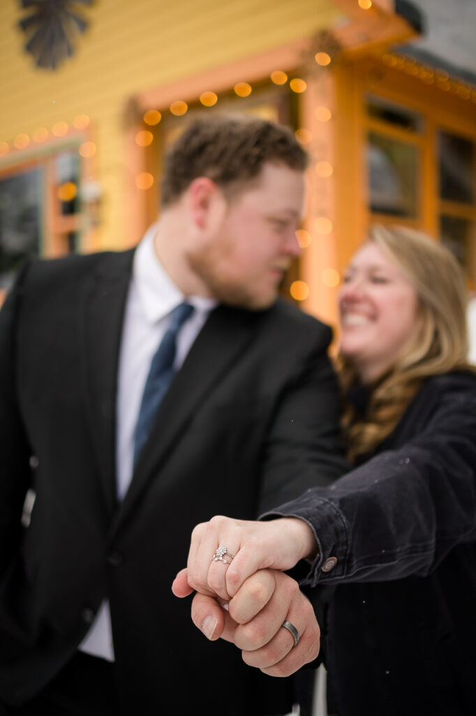 review testimonial close up rings - Elk Ave elopement skiing on skis elope Crested Butte photographer professional photography Colorado intimate wedding photographers - photo by Mountain Magic Media