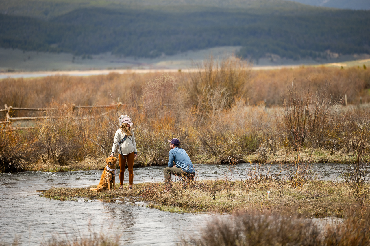 adventurous couple fly fishing surprise proposals river access Crested Butte photographer Gunnison photographers Colorado photography - proposal engagement elopement wedding venue - photo by Mountain Magic Media